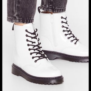 NEW! white faux leather boots